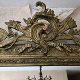 Antique gilded mirror with sculpted pediment – Napoléon III period – 19th century