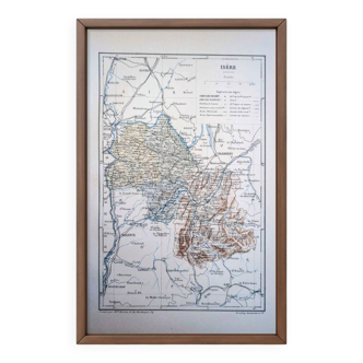 L'Isère, carte ancienne imprimée en 1889
