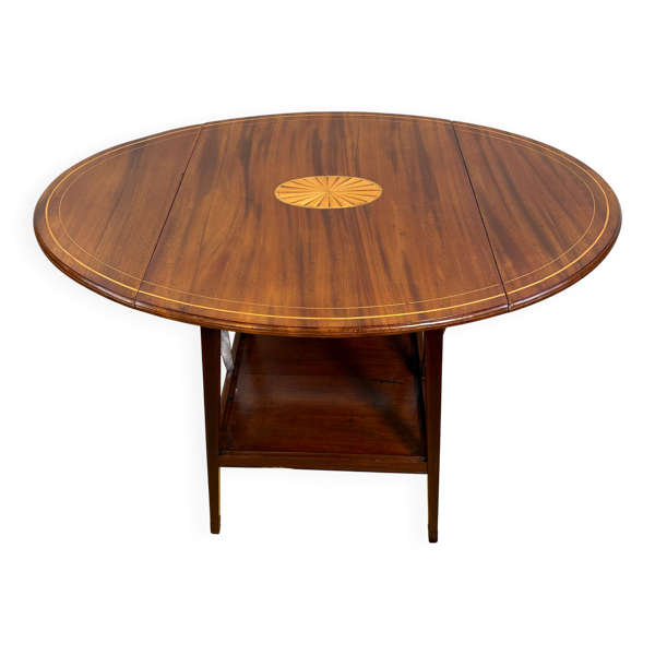 Table d'appoint ovale à rabats en acajou Edwardien antique (environ 1900-1930)