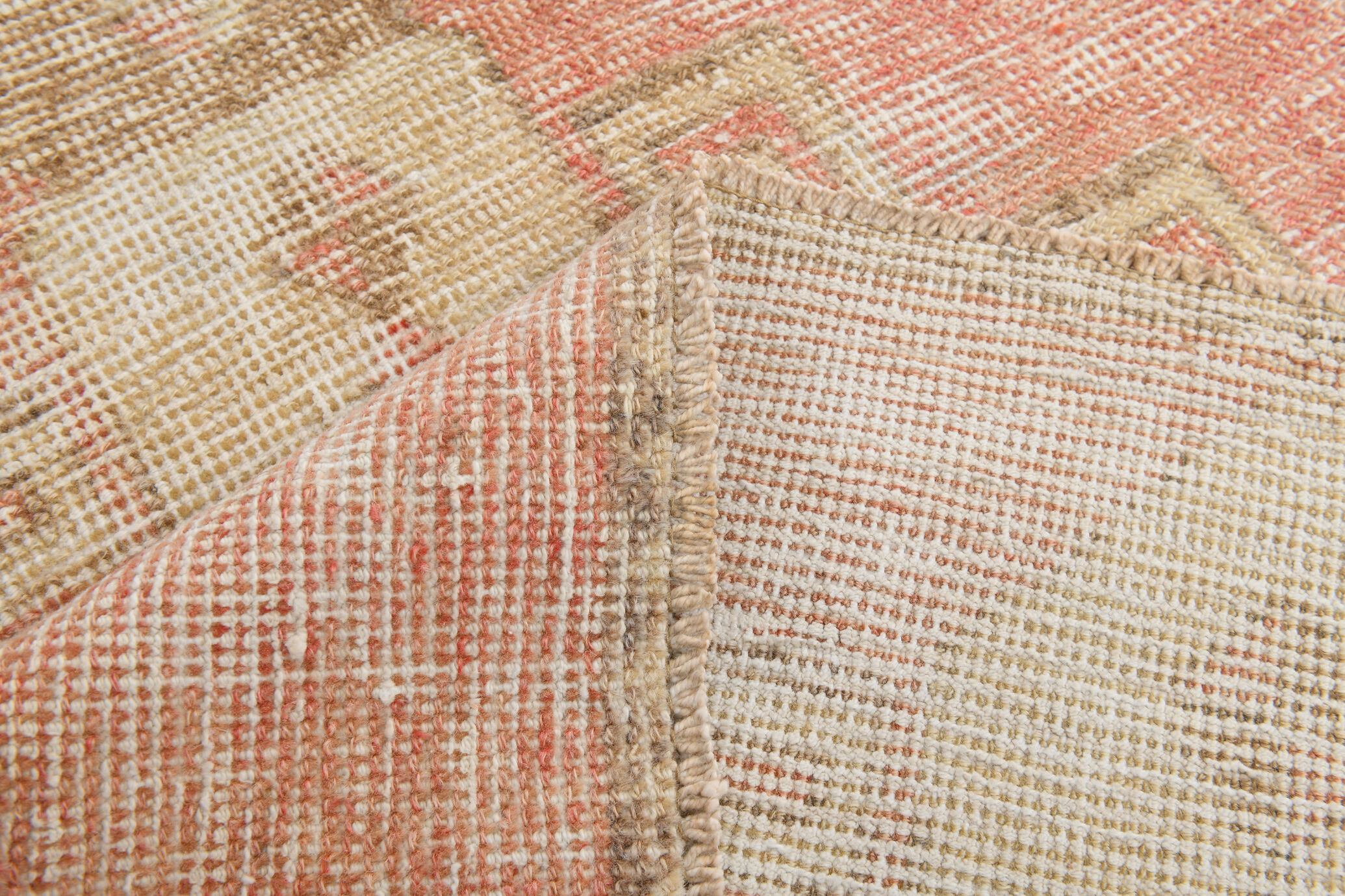 Red & beige vintage runner rug
