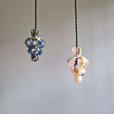 Duo de suspensions en verre soufflé multicolore, Murano, 1950-60