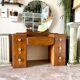 7-drawer wooden dressing table with beveled mirror 1950s
