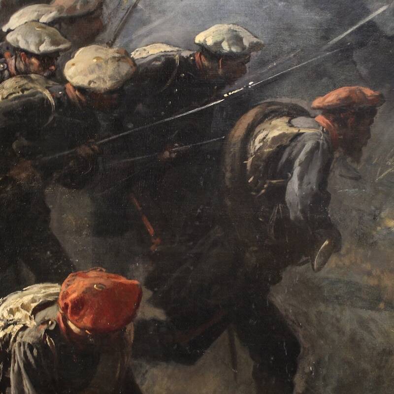 Great battle of the 19th century, painting signed H.P.