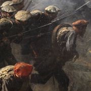 Great battle of the 19th century, painting signed H.P.