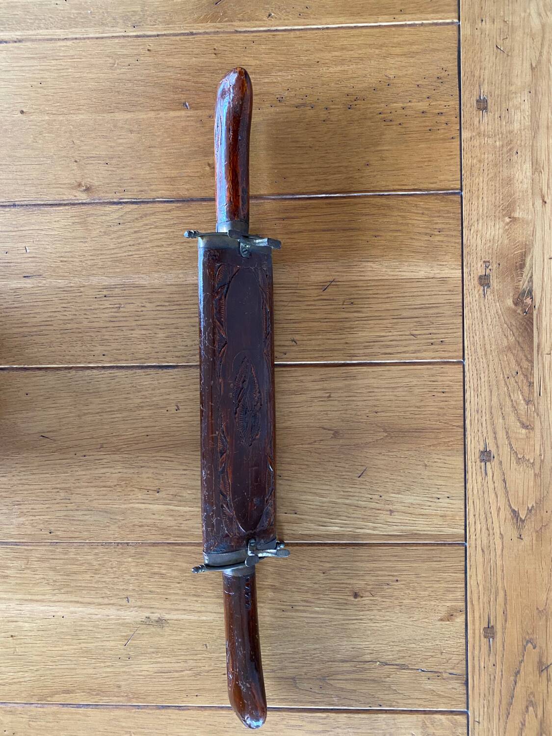 Ensemble couteau et fourche indien bois sculpté