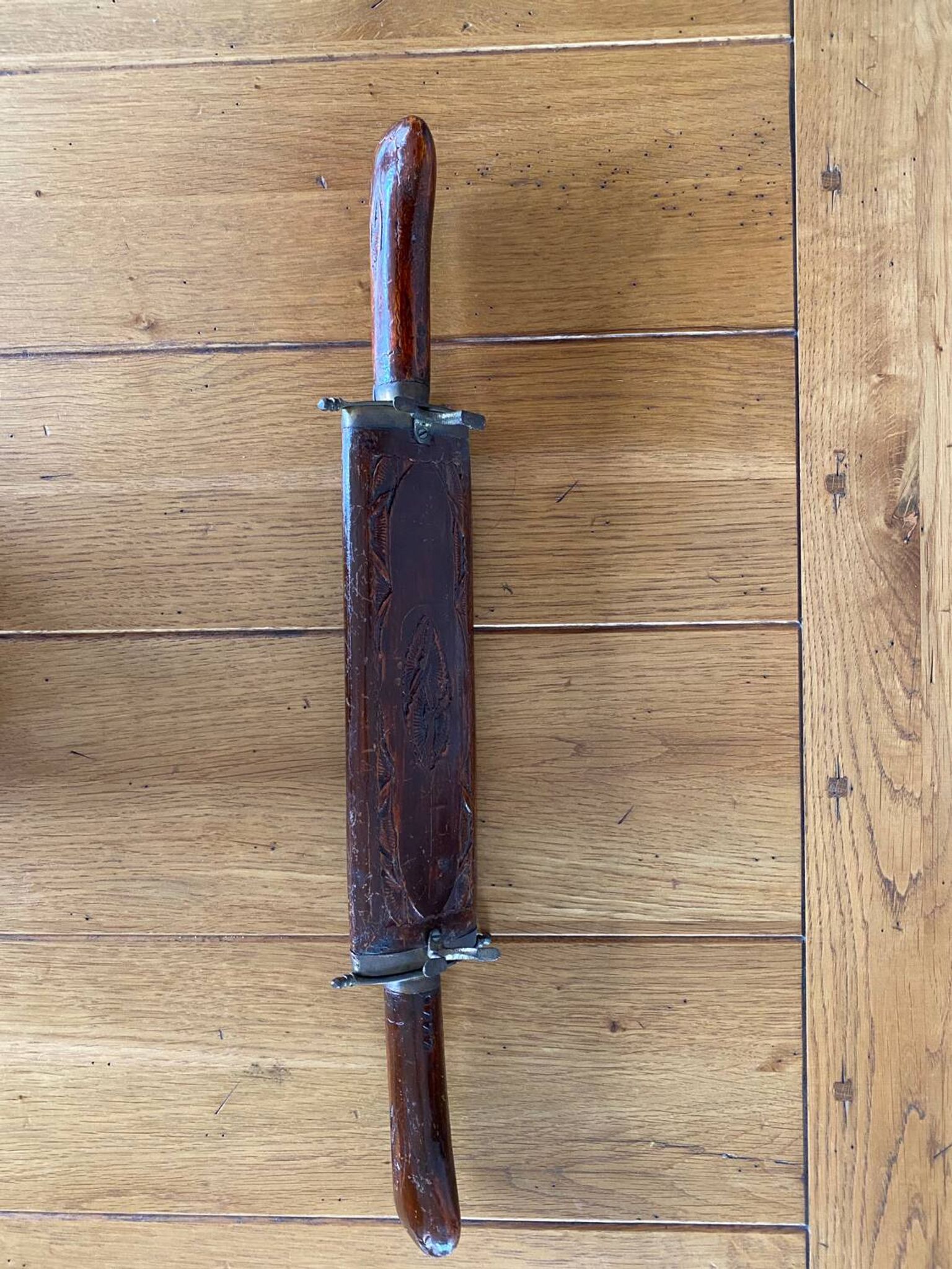Indian carved wood knife and fork set