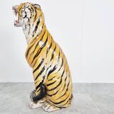 Large ceramic Hand Painted Tiger, 1970's Italy