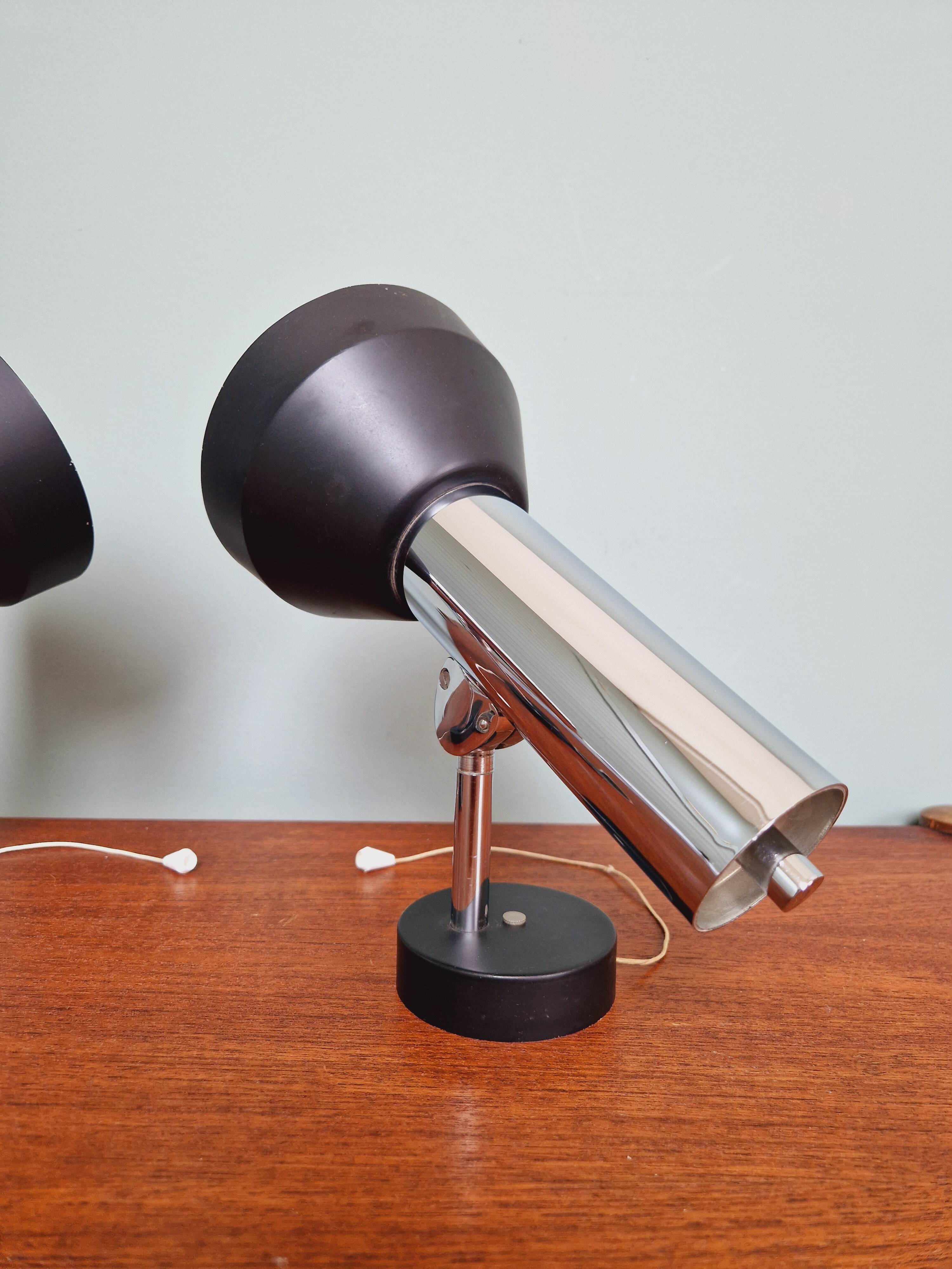 Pair of chromed metal wall lights, Boulanger, 1970s