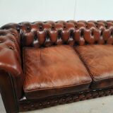 Brown leather chesterfield sofa 3 places
