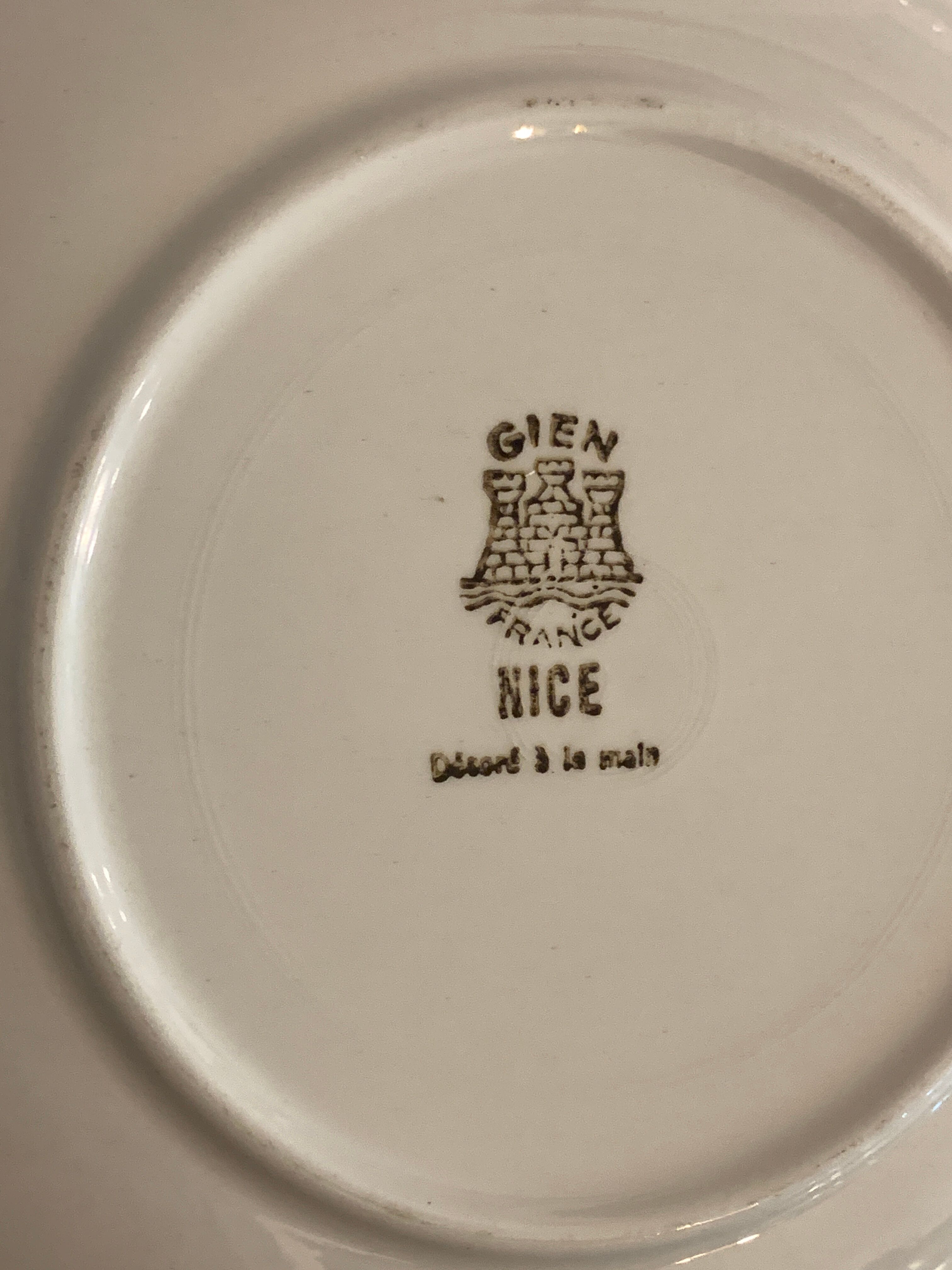 6 Gien dessert plates, Nice model, 1950