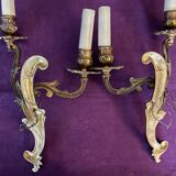 Paire appliques bronze doré, 1950