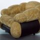 Space Age Single Armchair by Adriano Piazzesi, Cream Teddy Bear & Leather