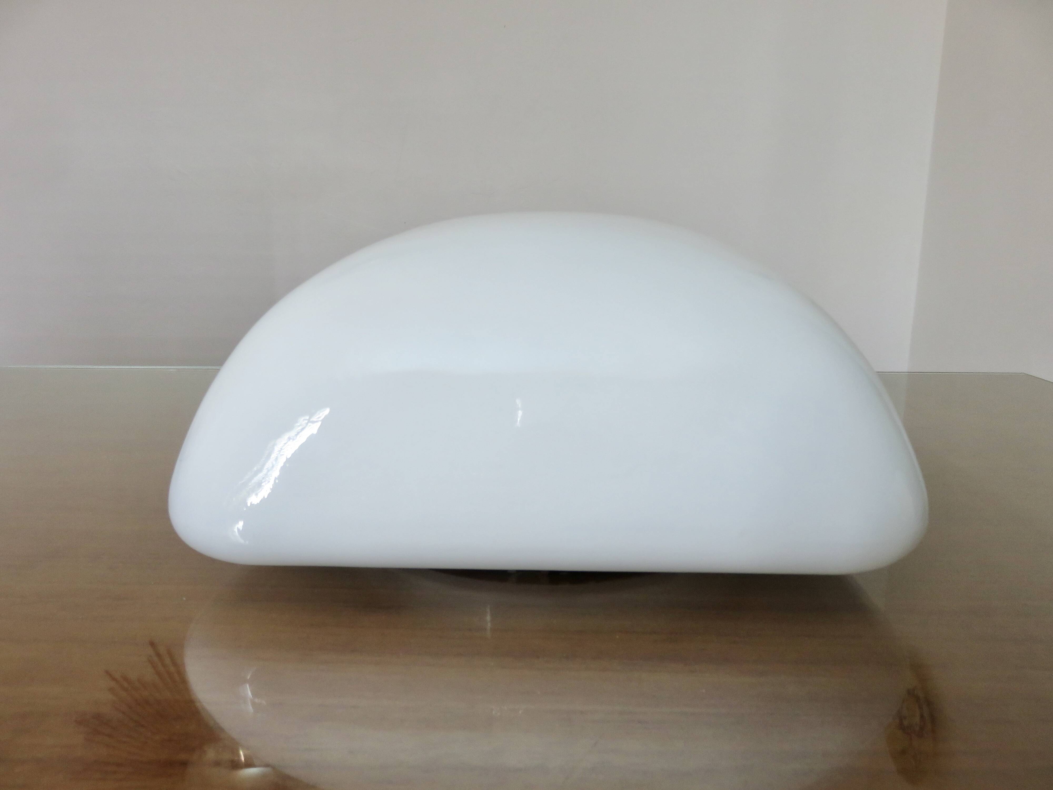 Large square ceiling light in white opaline, 1960s-70s