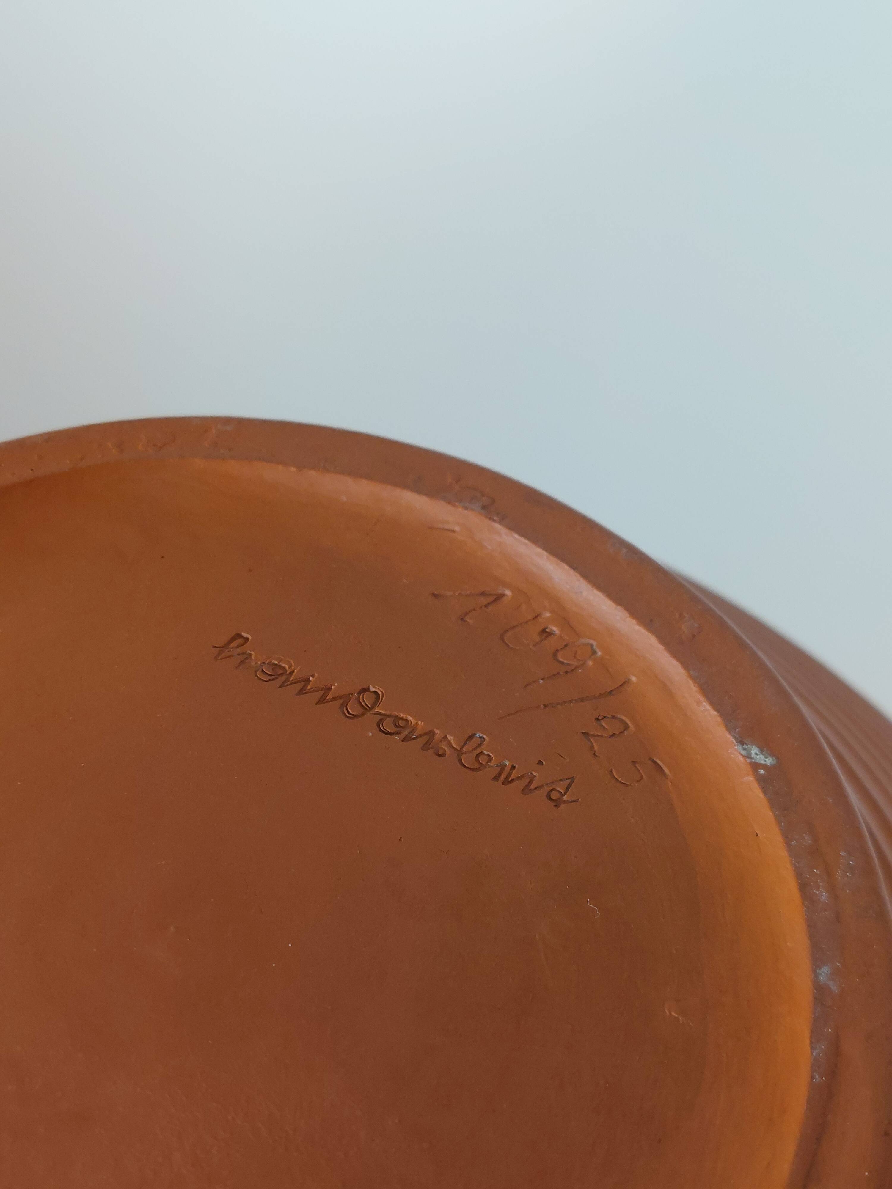 Pair of handcrafted terracotta vases from the mid-century.
