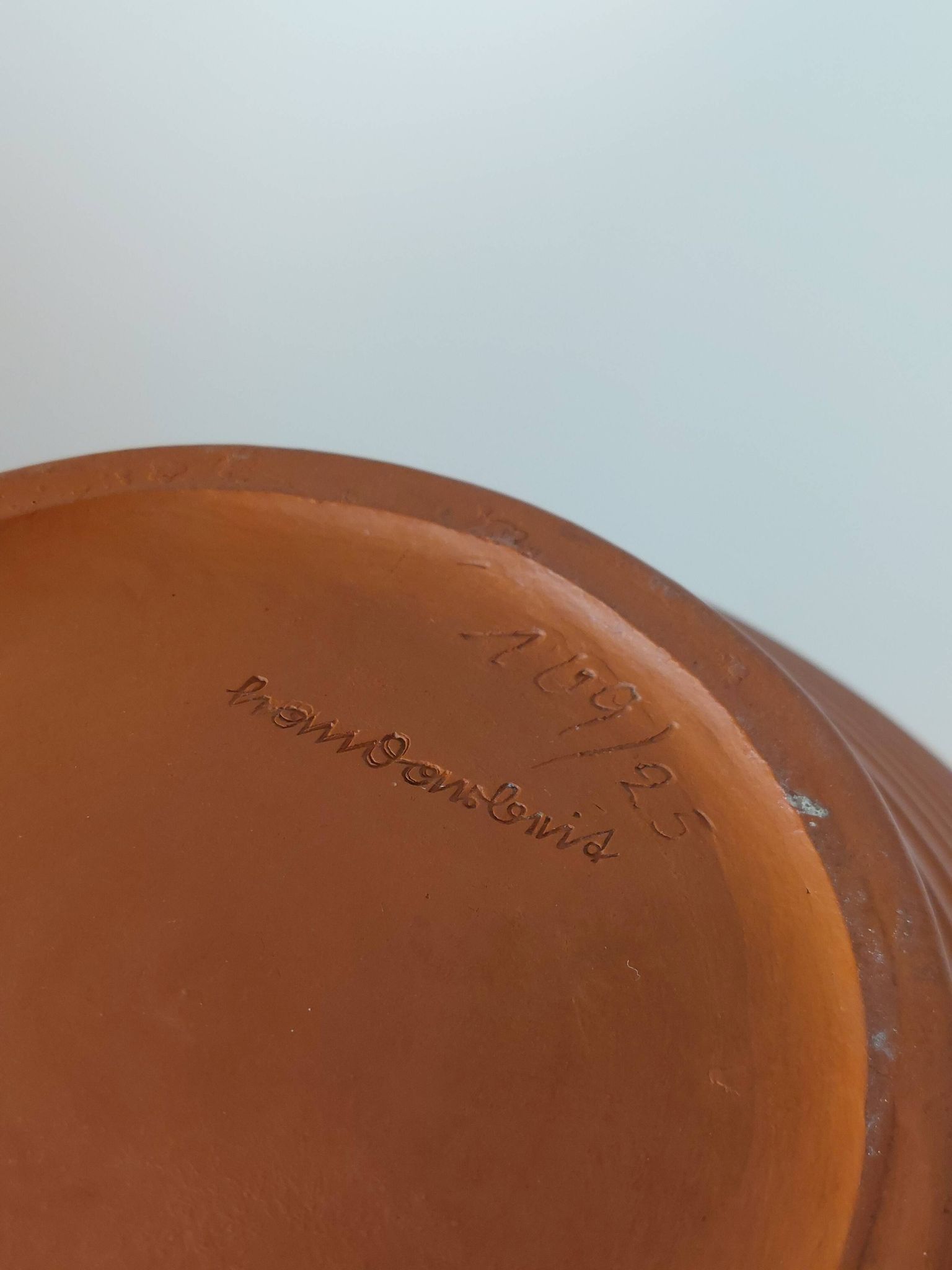Pair of handcrafted terracotta vases from the mid-century.