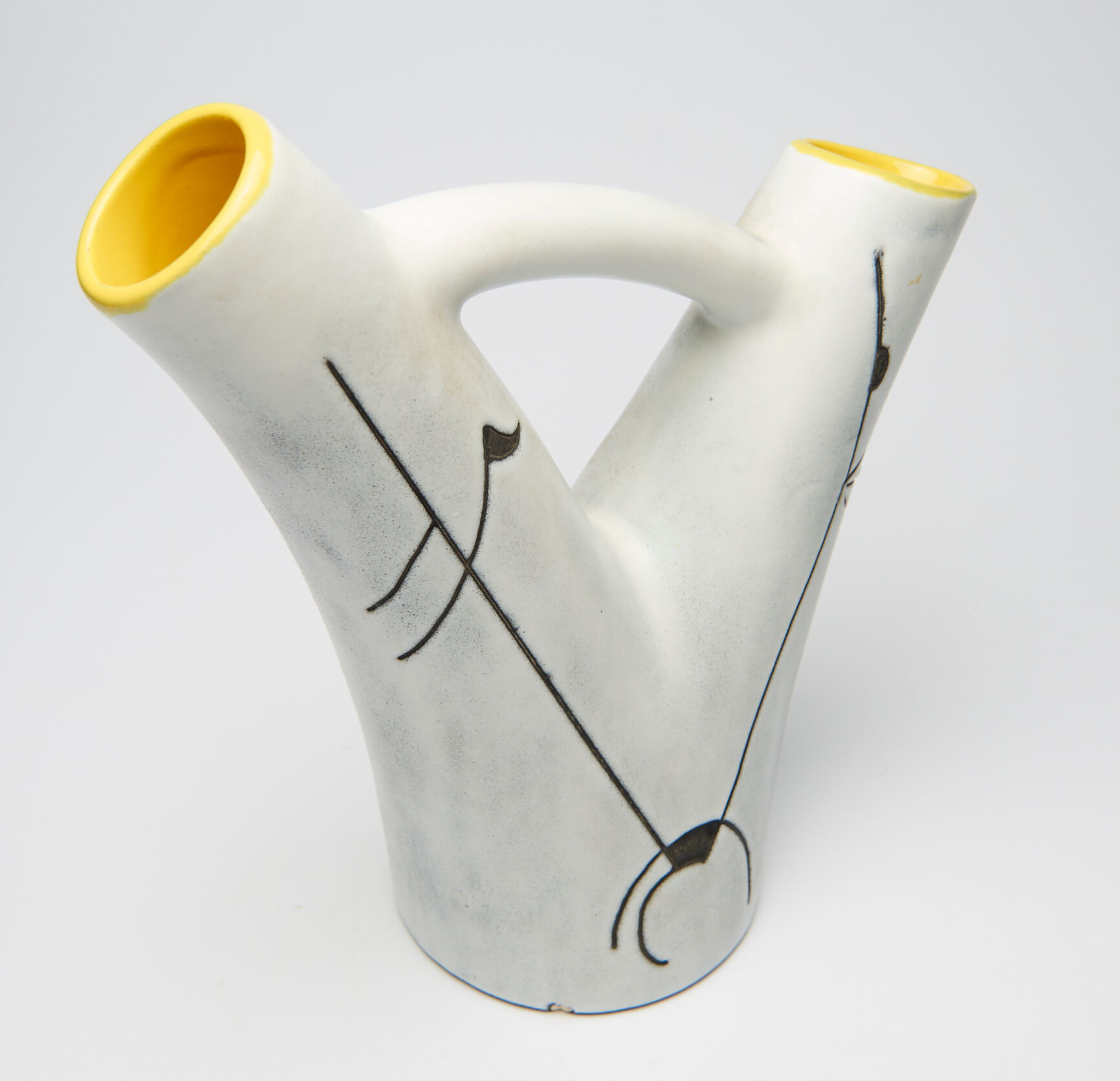 vase with double white and yellow collar, 60s