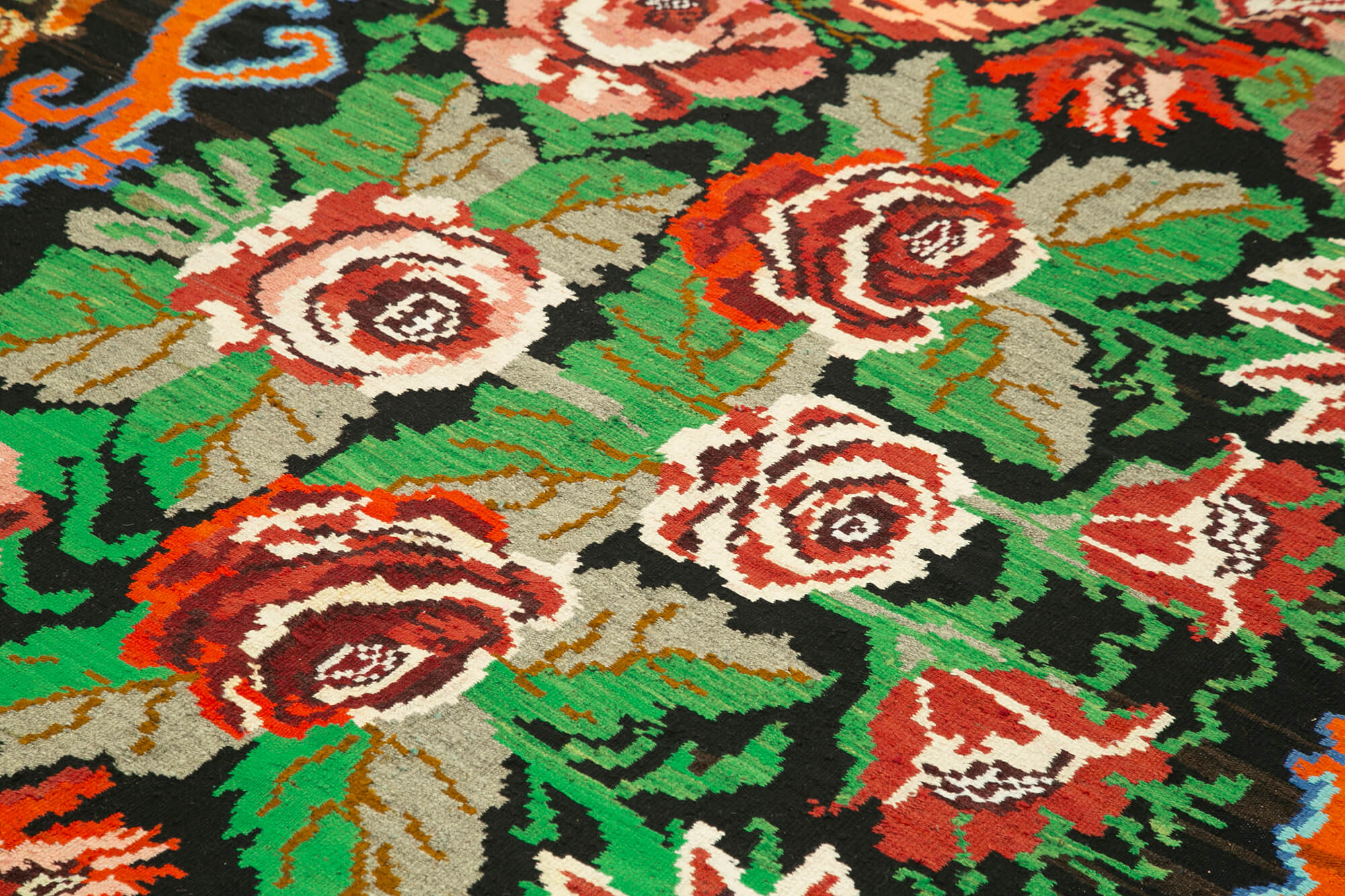 Handmade Vintage Moldovan Black Kilim 197 cm x 274 cm - 23367