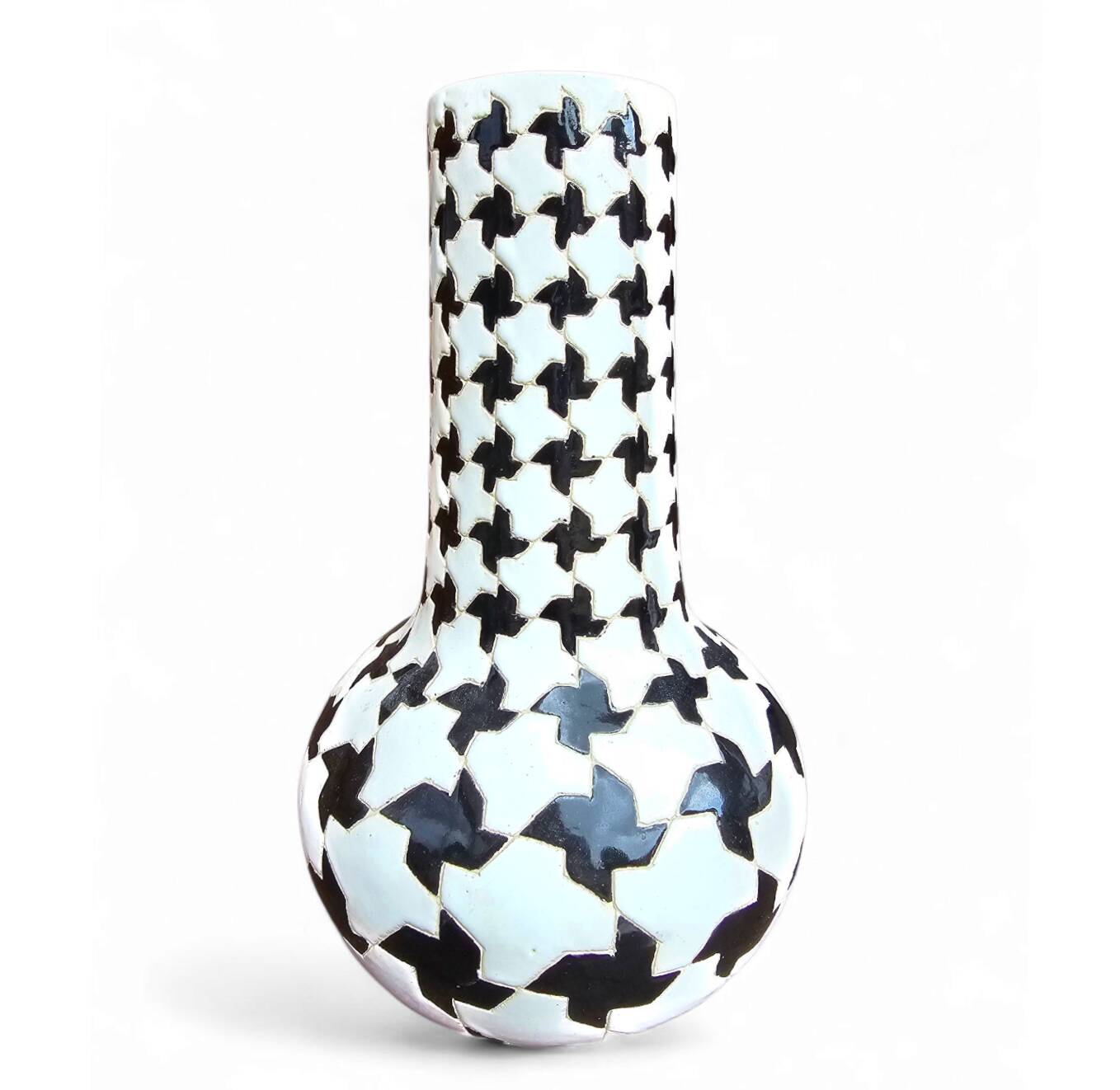 2 x ceramic / Pied de Poule vases / 1980s