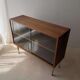 Walnut display cabinet from the 60s with smoked glass