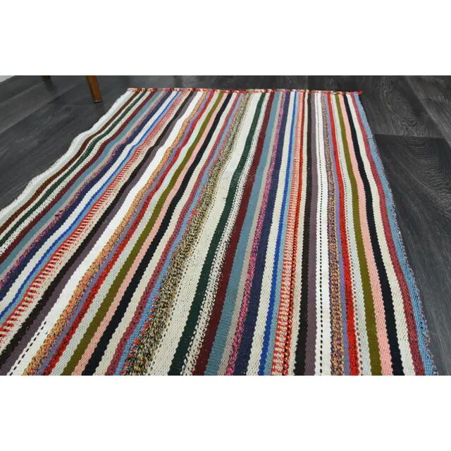 Vintage Turkish Oushak Handmade Wool Cotton Pink Area Rug 89x209