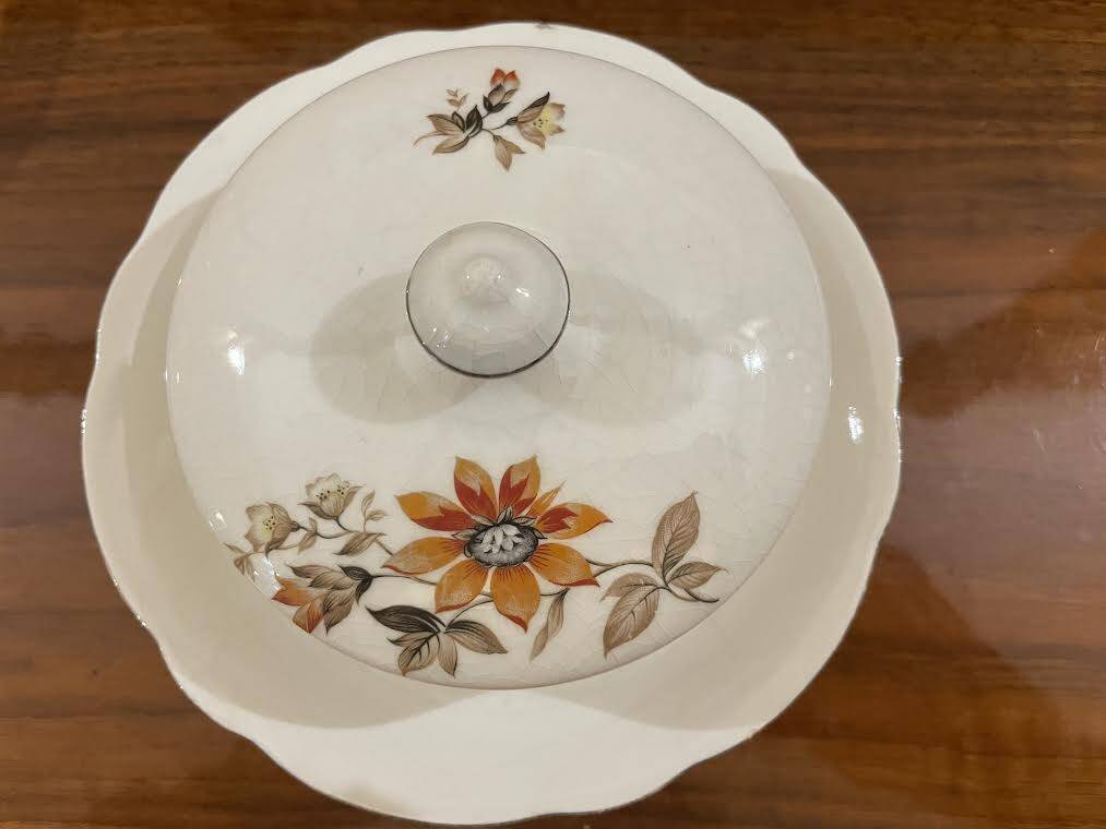 Bohemian porcelain butter dish