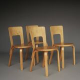 Alvar Aalto model 66 Chairs for Artek. 1940s. Set of 4