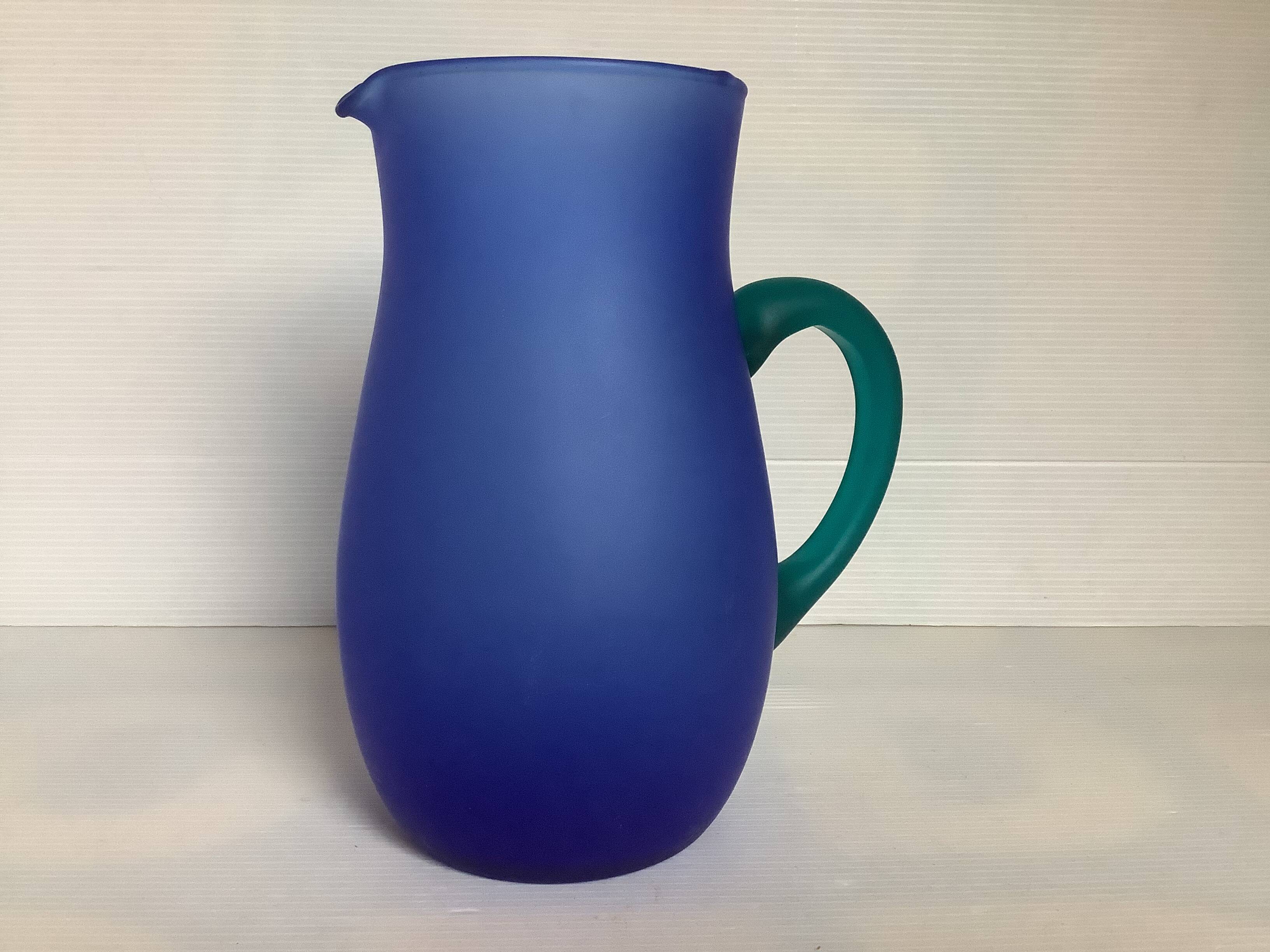 Blue glass paste pitcher