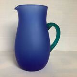 Blue glass paste pitcher