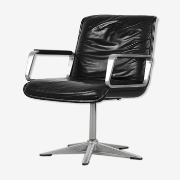 Black leather Delta 2000 Office Chair from Wilkhahn, 1968