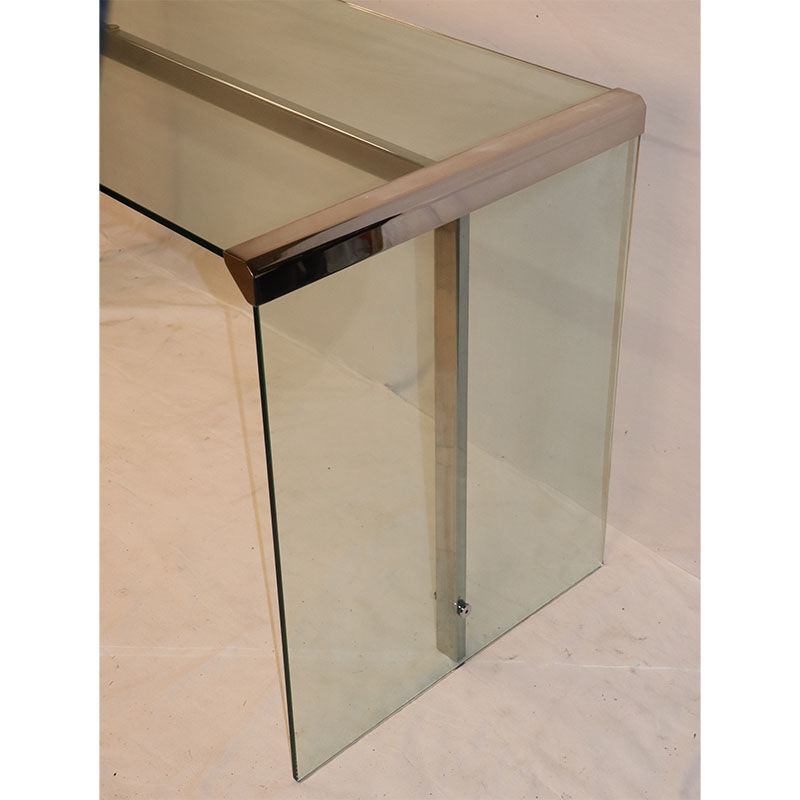 Gallotti and Radice design desk in glass and chrome 1970