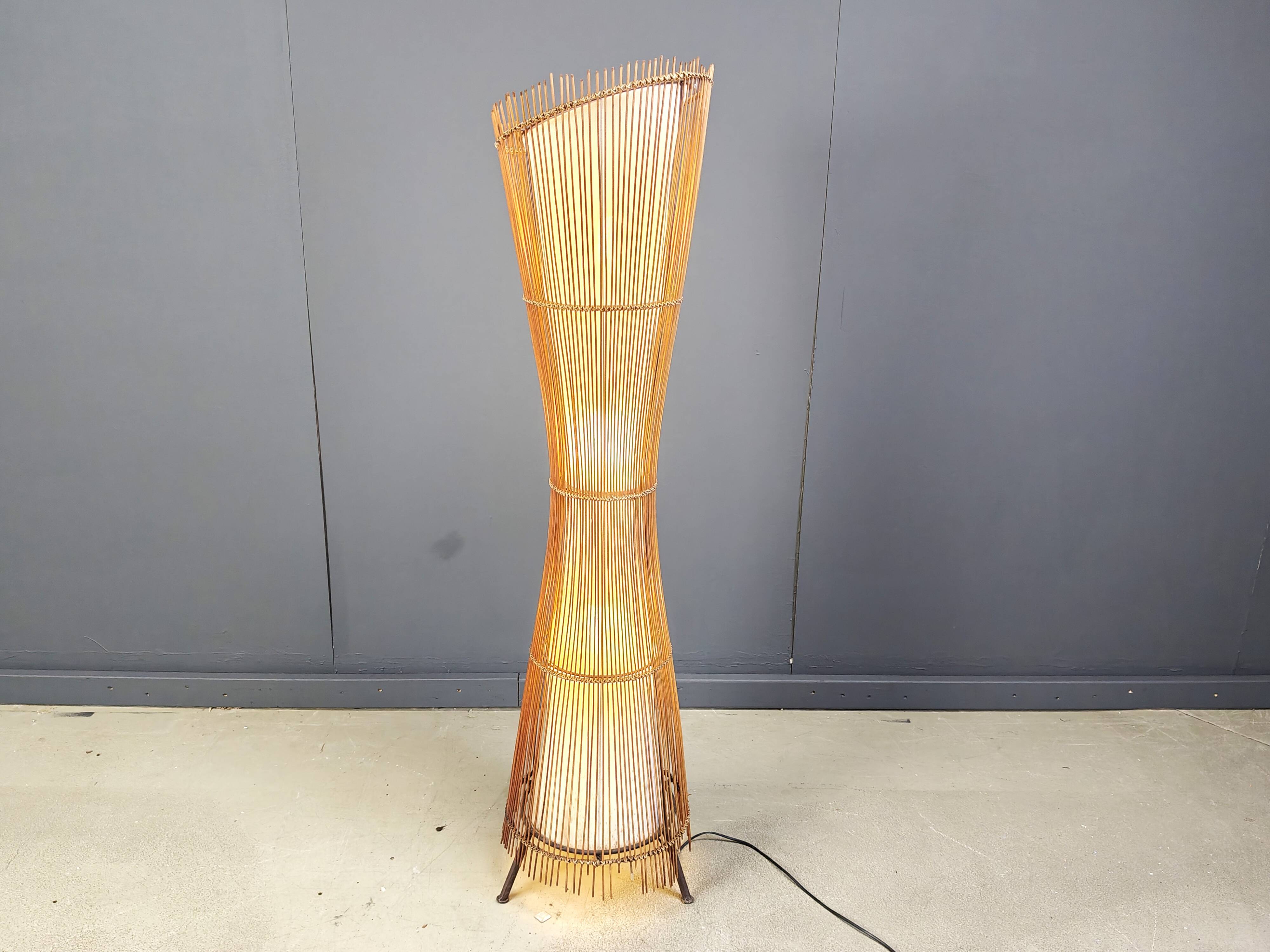 Vintage italian bamboo floor lamp, 1960s