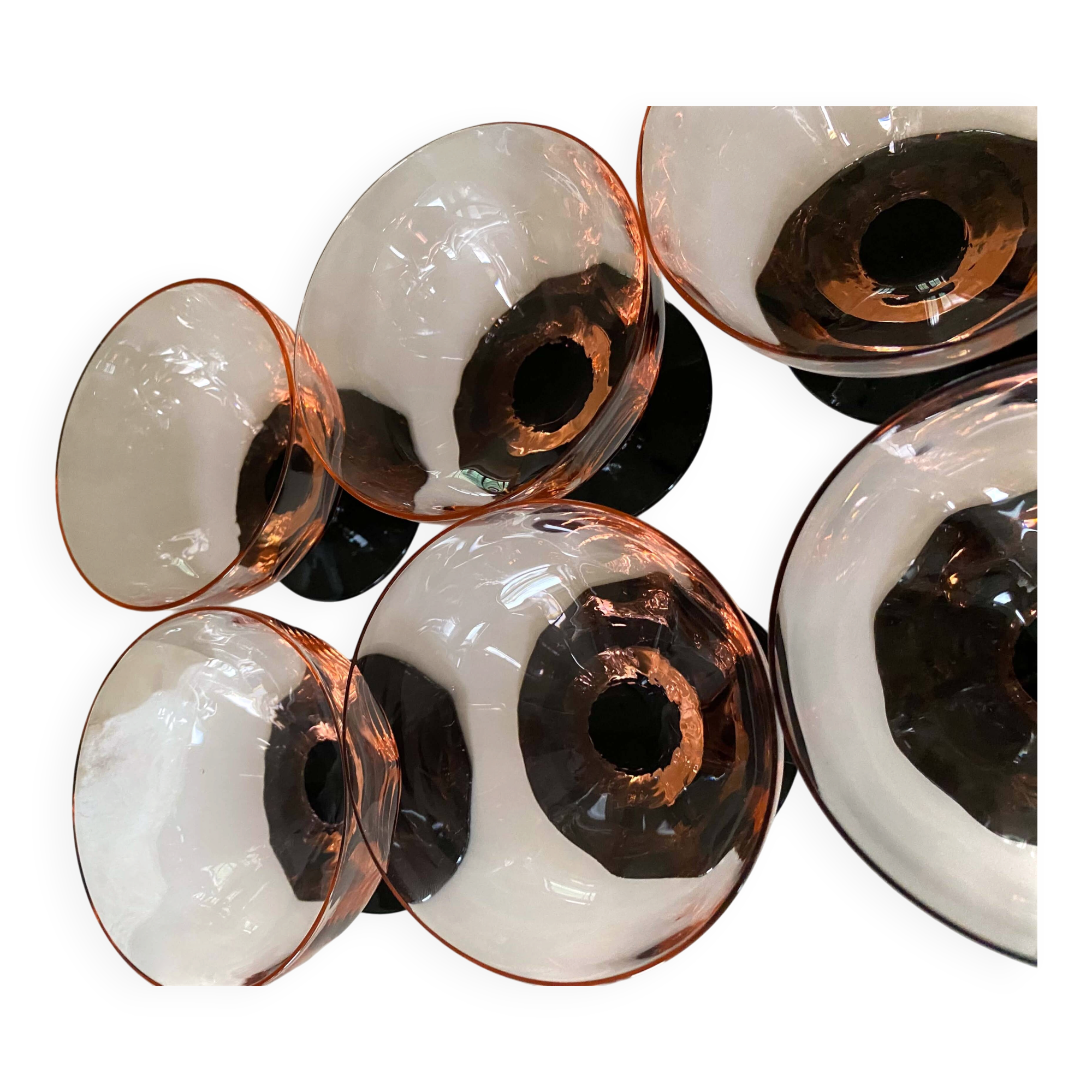 7 vintage Art Deco champagne or dessert coupes