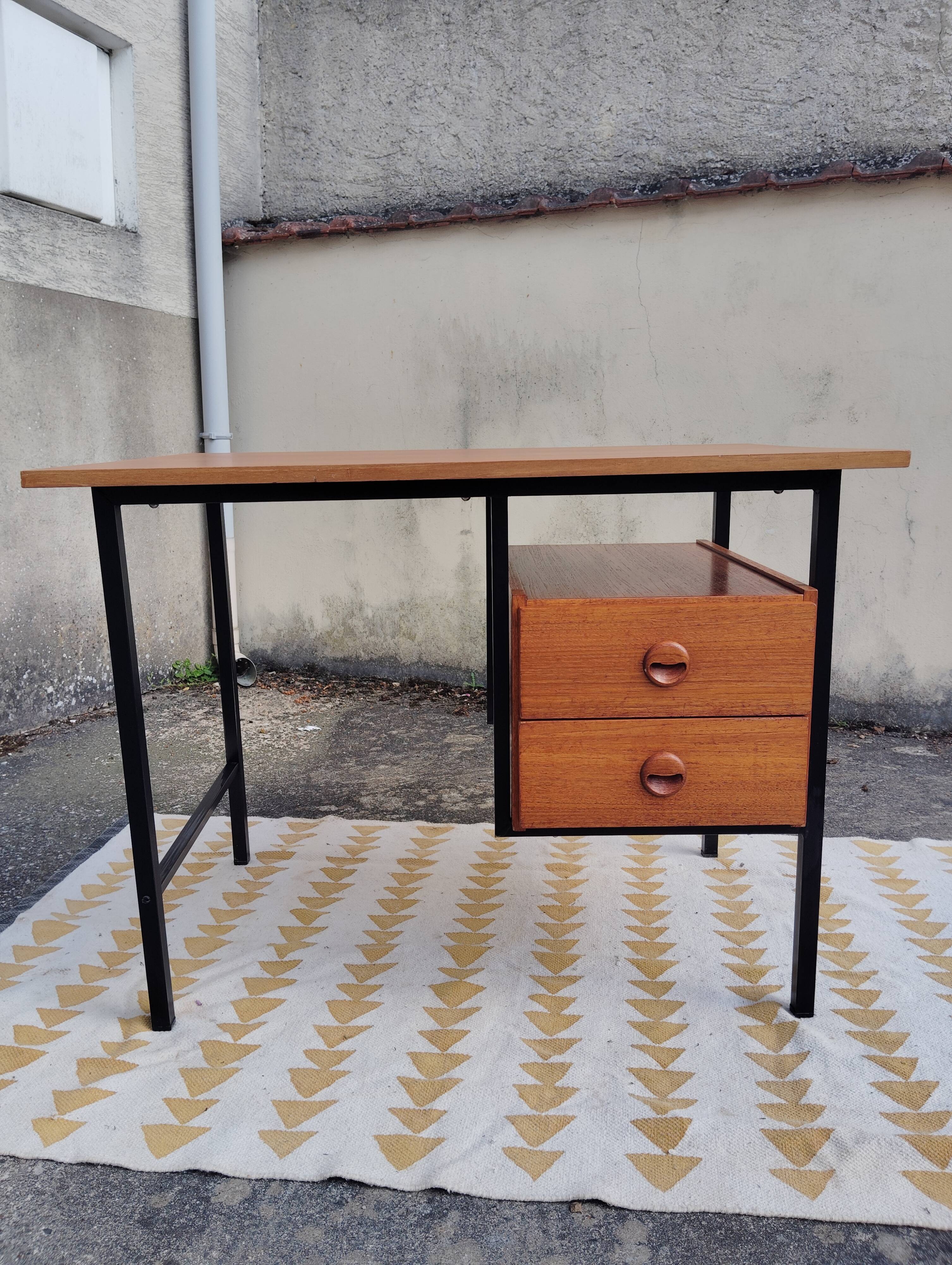 Vintage teak and metal desk