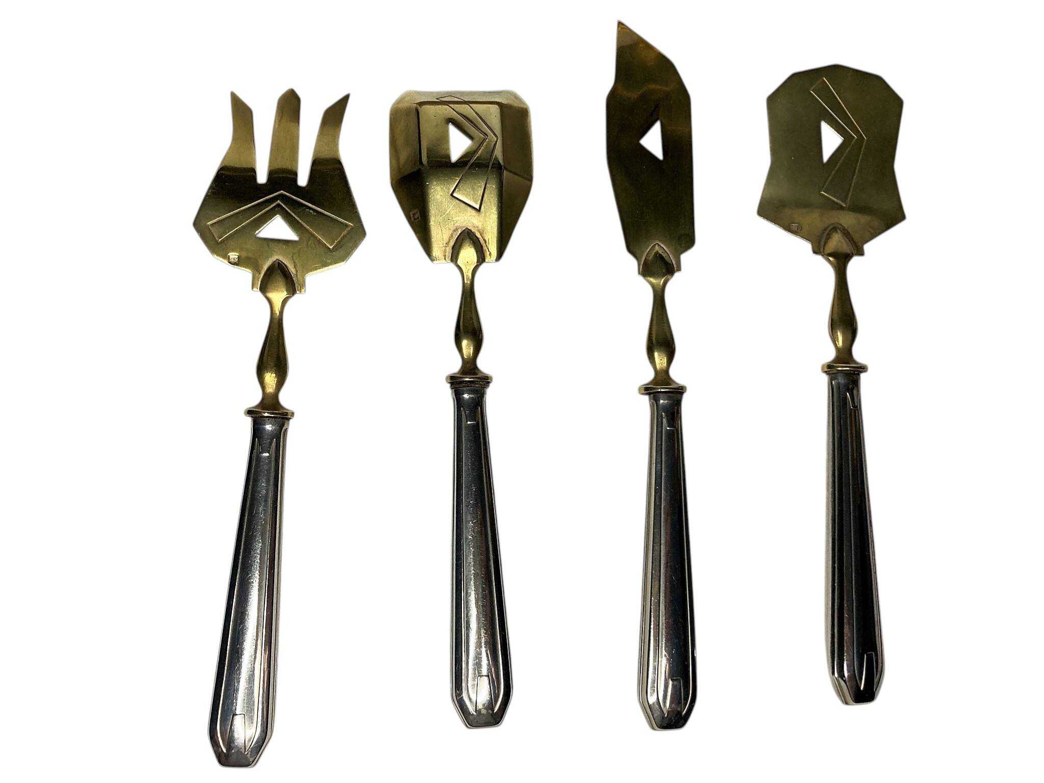 Tableware, gilded metal confectionery service Art Deco circa 1930.