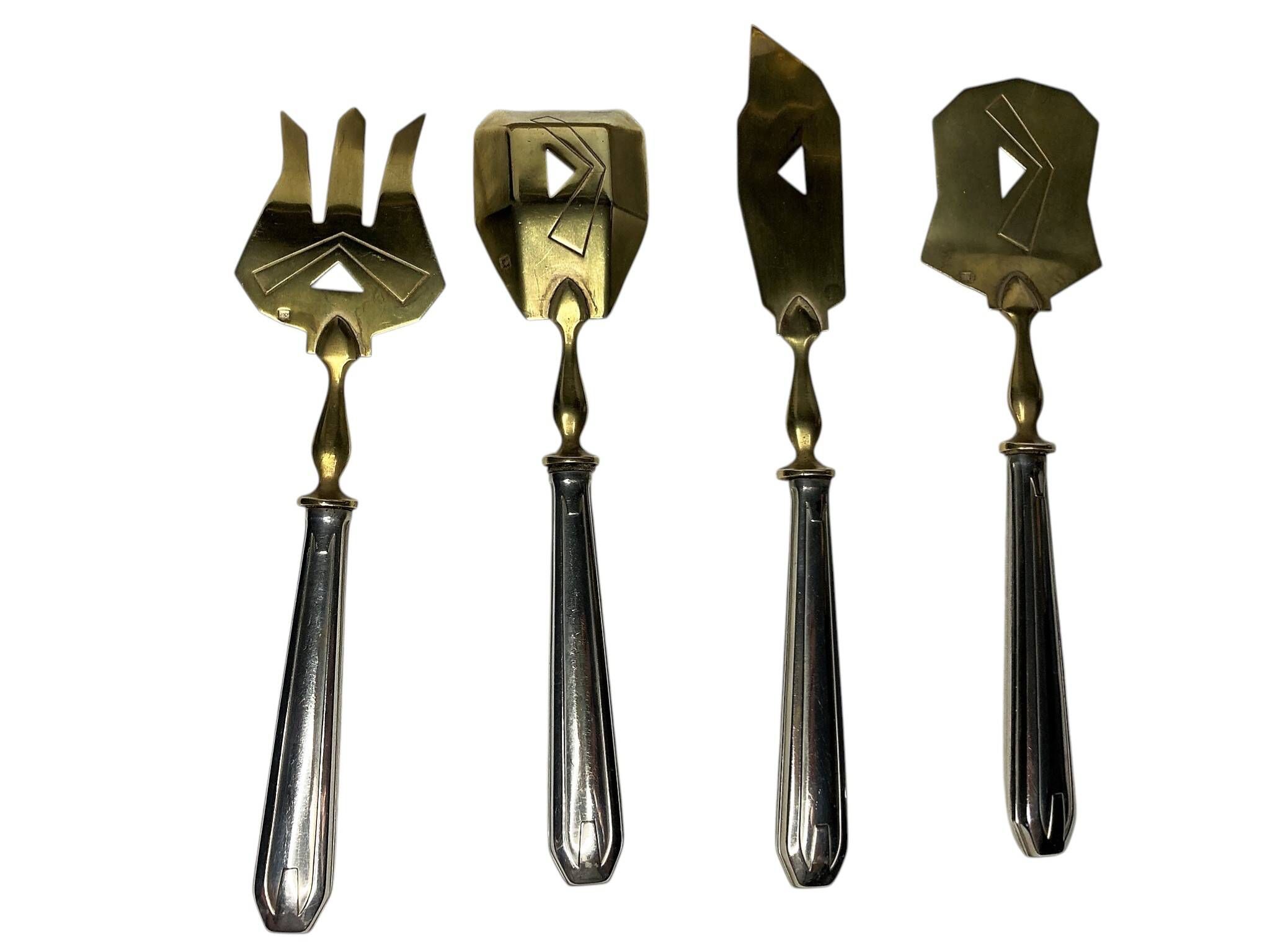 Tableware, gilded metal confectionery service Art Deco circa 1930.