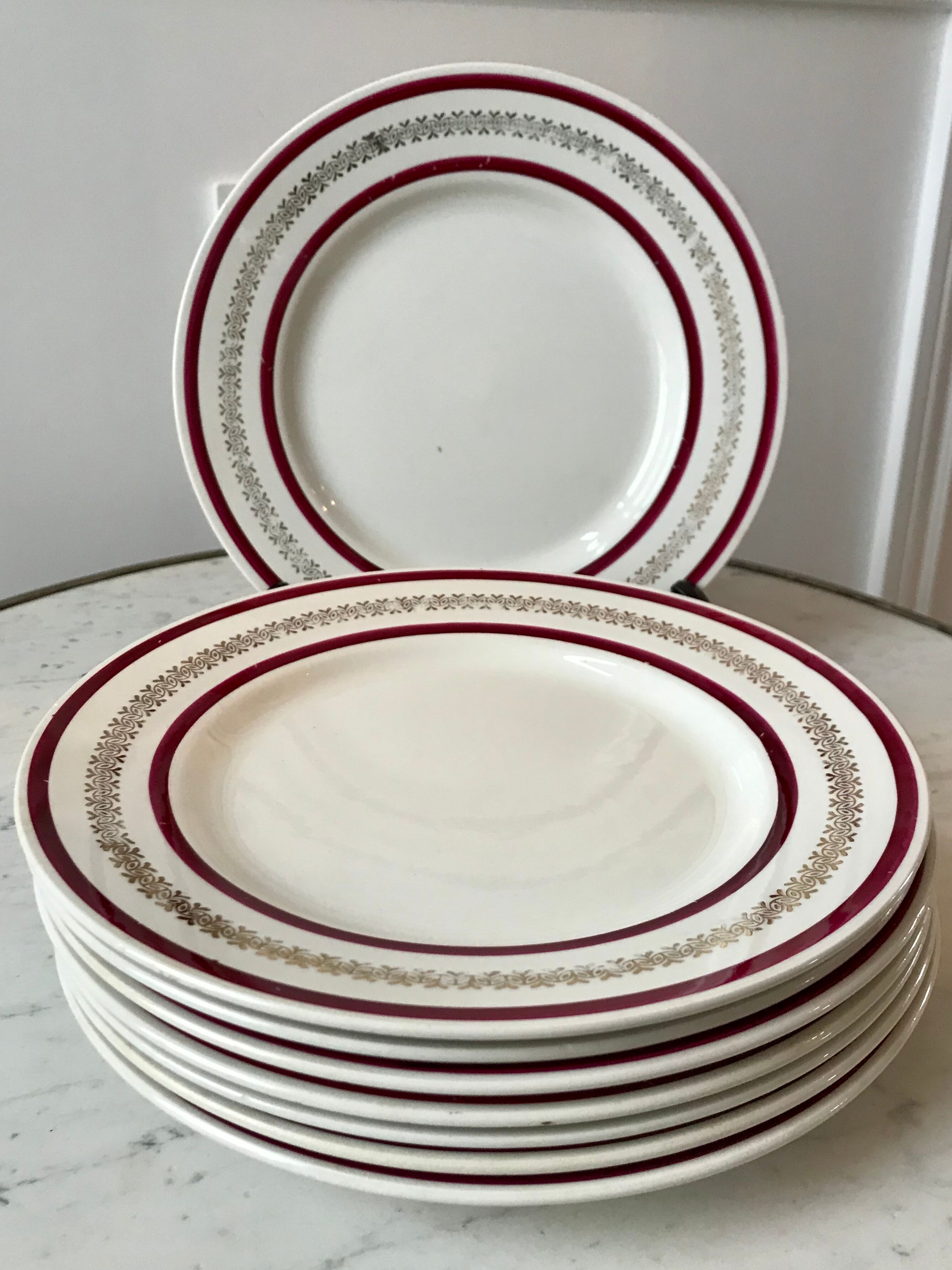 Set of 8 flat plates Gien 50s