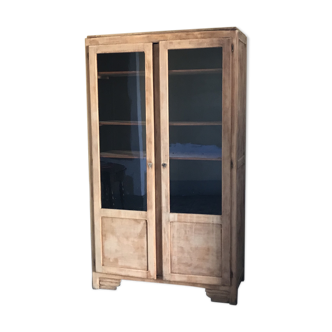 Armoire vitrine années 20 en bois brut