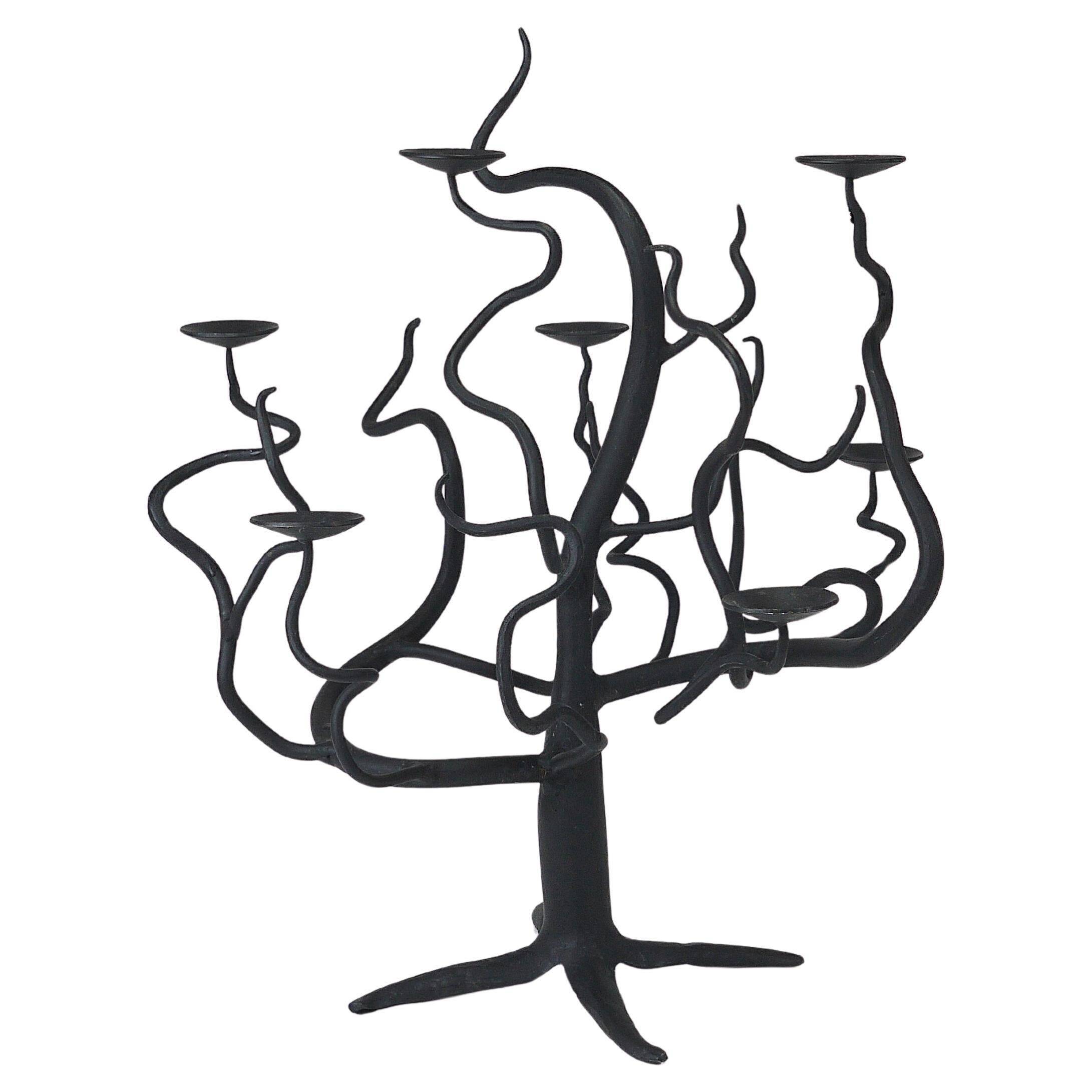 Brutalist Sculptural Chandelier Tree of Life Hand-Forged, 1970s