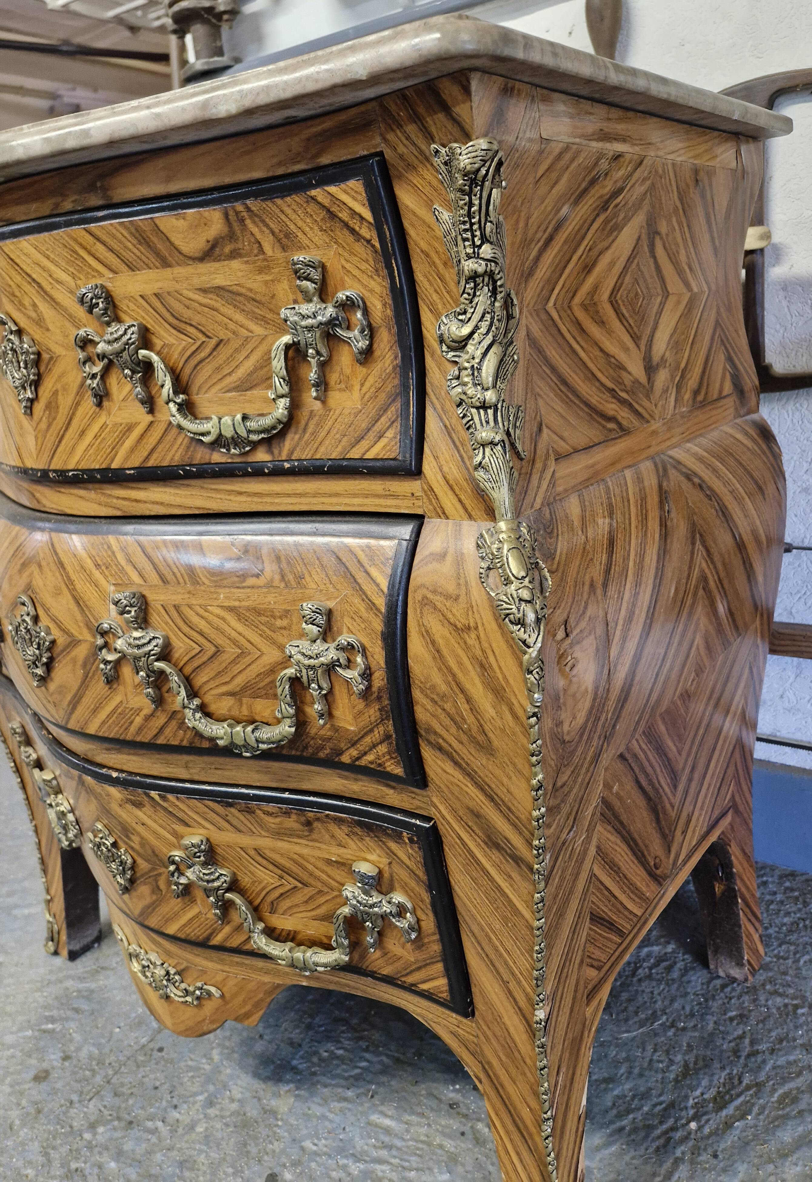 Louis XV style commode with marble.