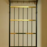 Mid-century brass and teak wall coat rack, 1960s