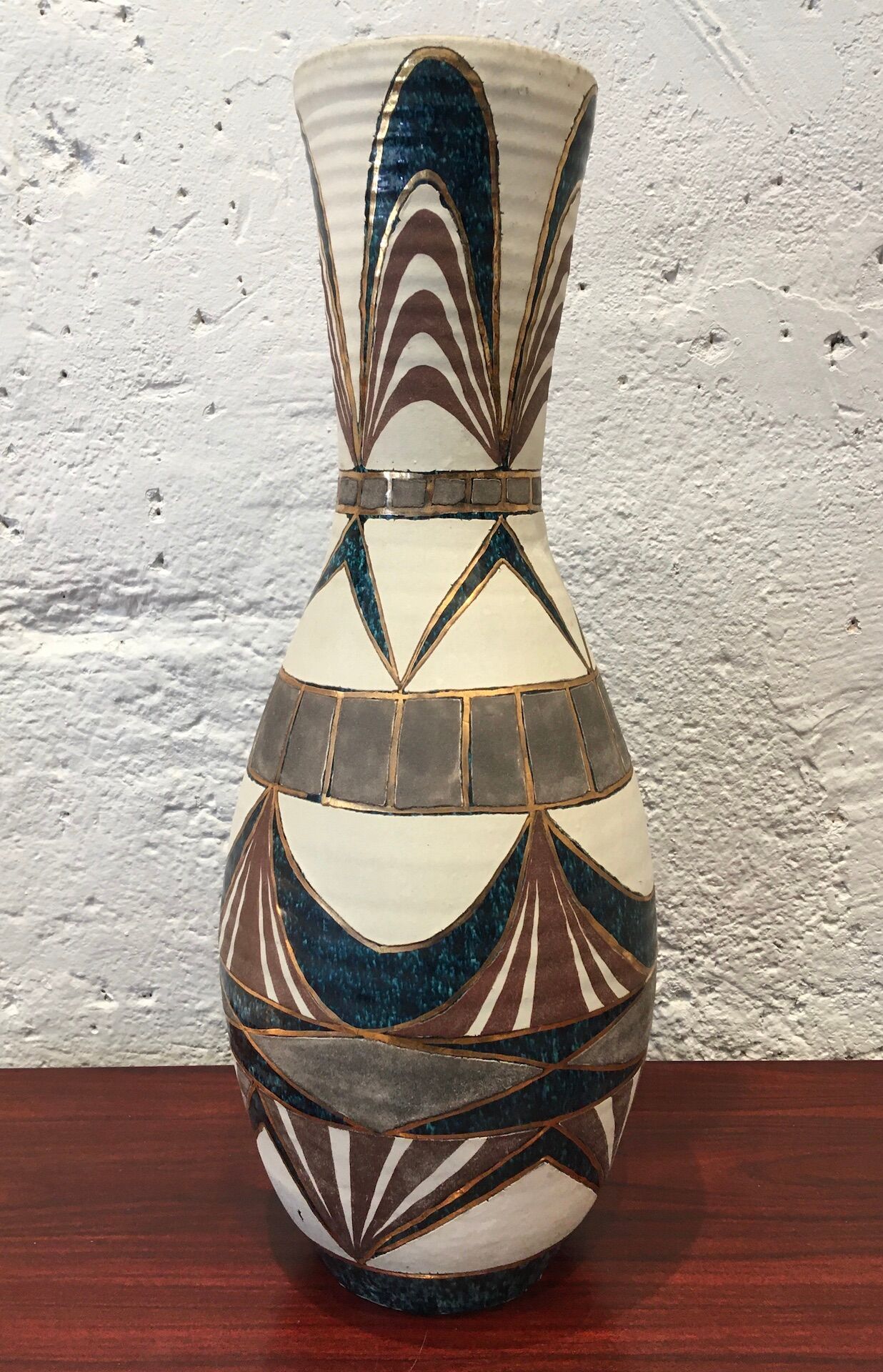 Signed Accolay ceramic vase, France 1950