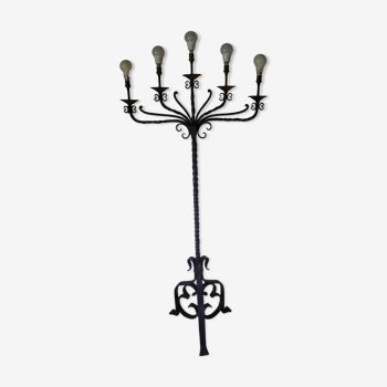 Chandelier 5 electrified high-time wrought iron lights