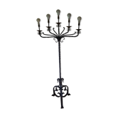 Chandelier 5 feux électrifié haute époque en fer forgé