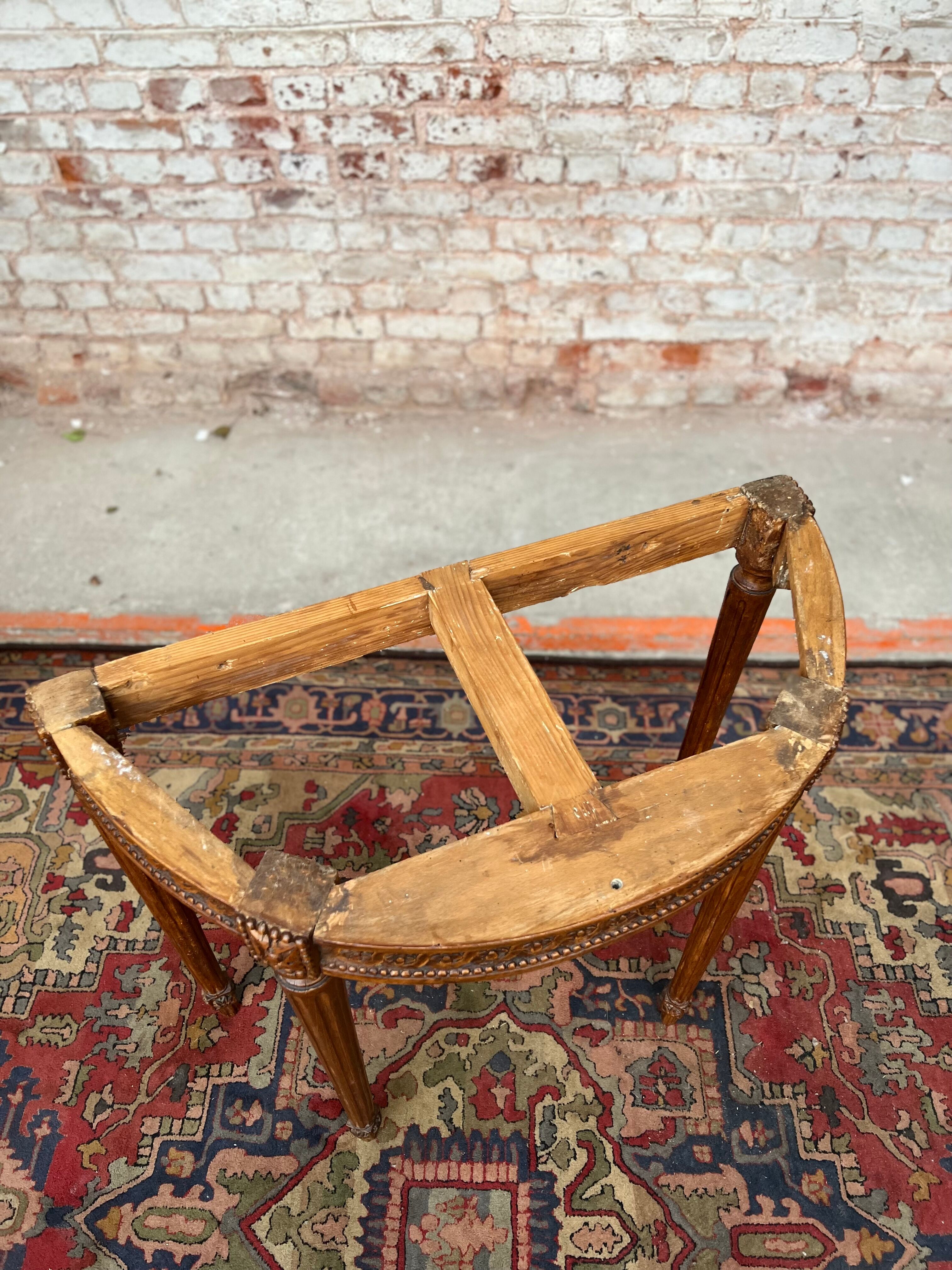 Console half moon natural wood period Louis XVI XVIII th century