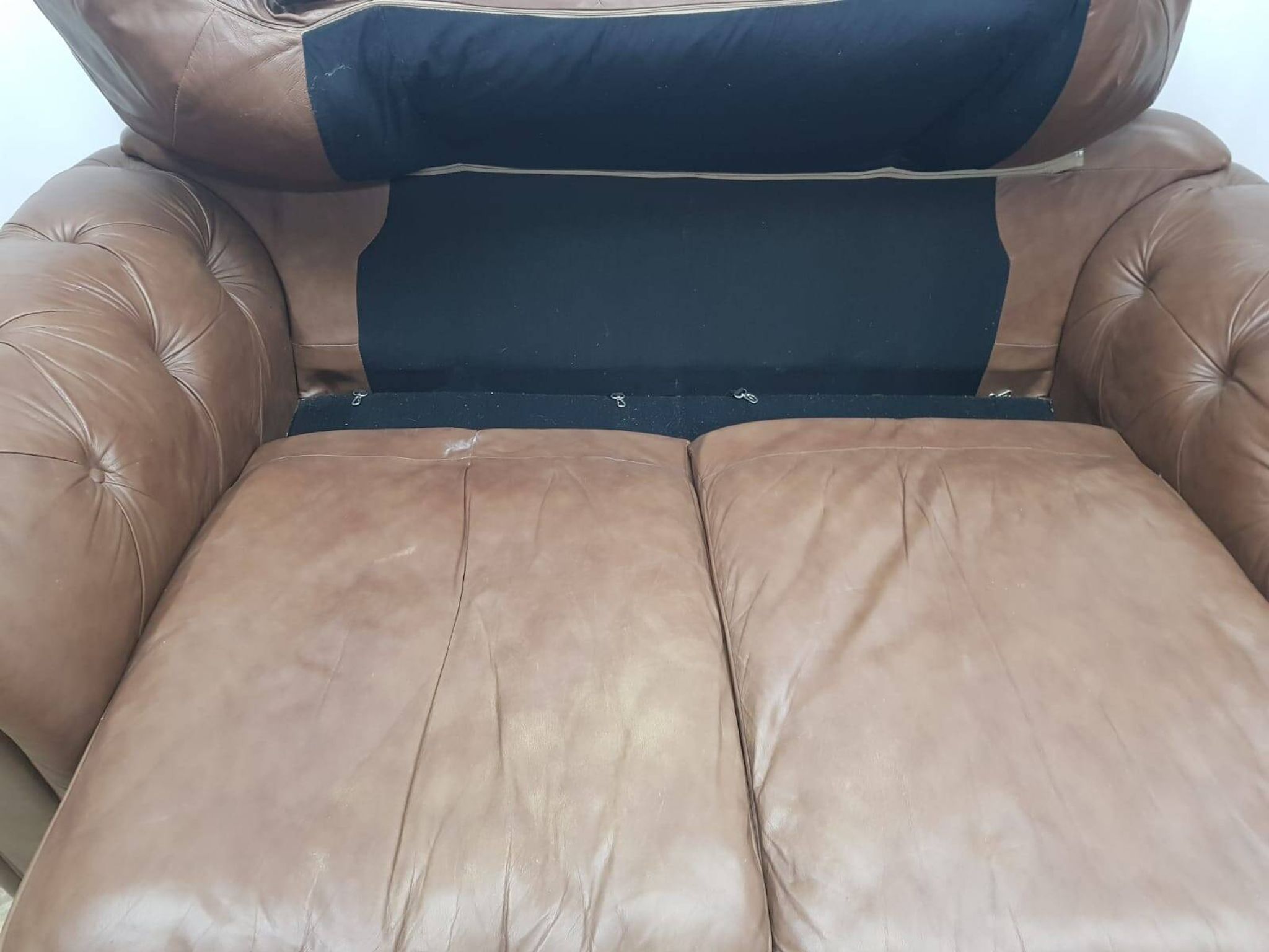 Mid-Century, Chesterfield sofa, natural leather