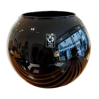Vase boule verre noir brillant Vetreria Etrusca