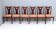 Set of Six Walnut Dining Chairs with Orange Fabric in the Style of Parisi