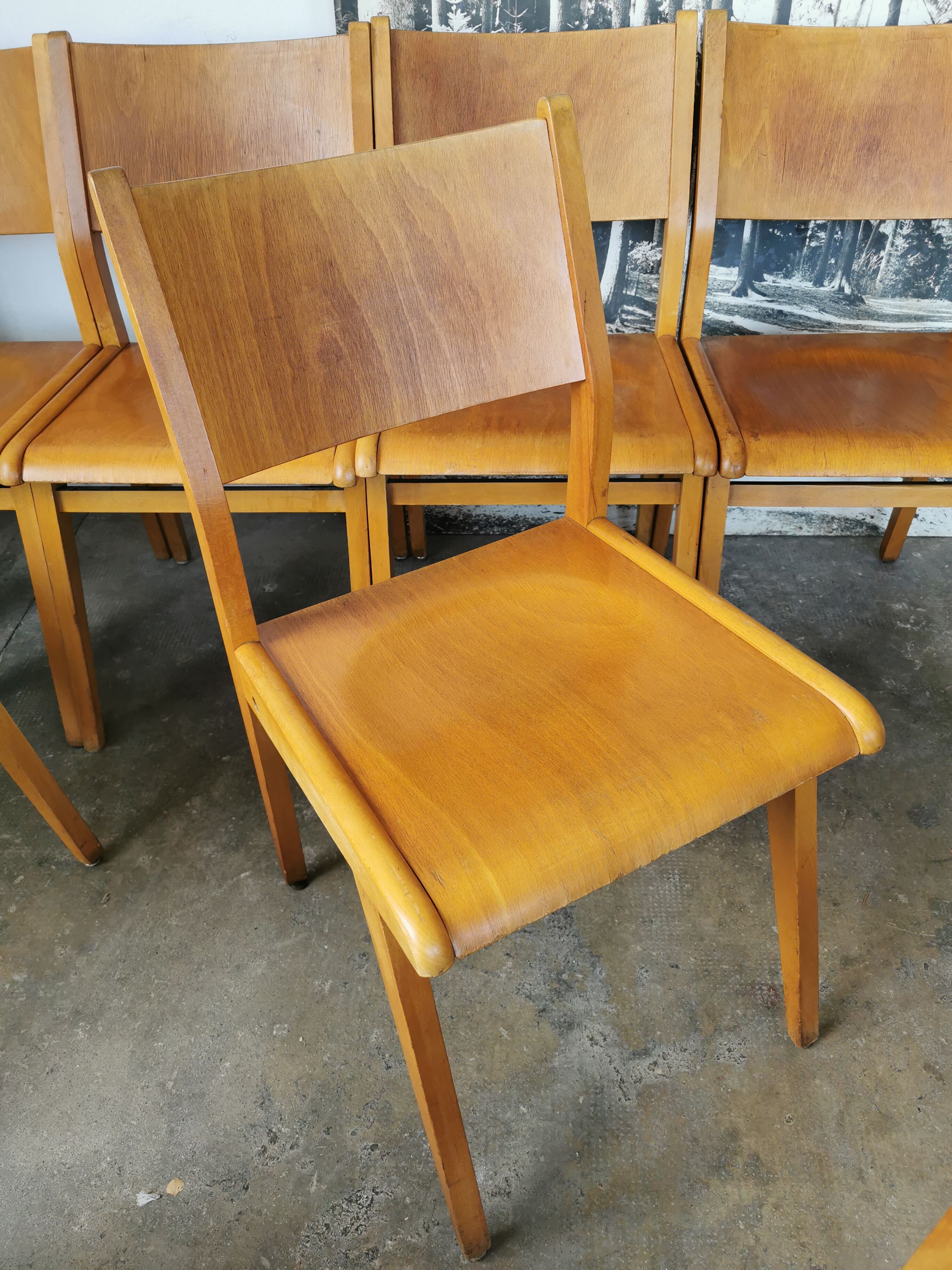 Set of 10 vintage theater chairs compass feet