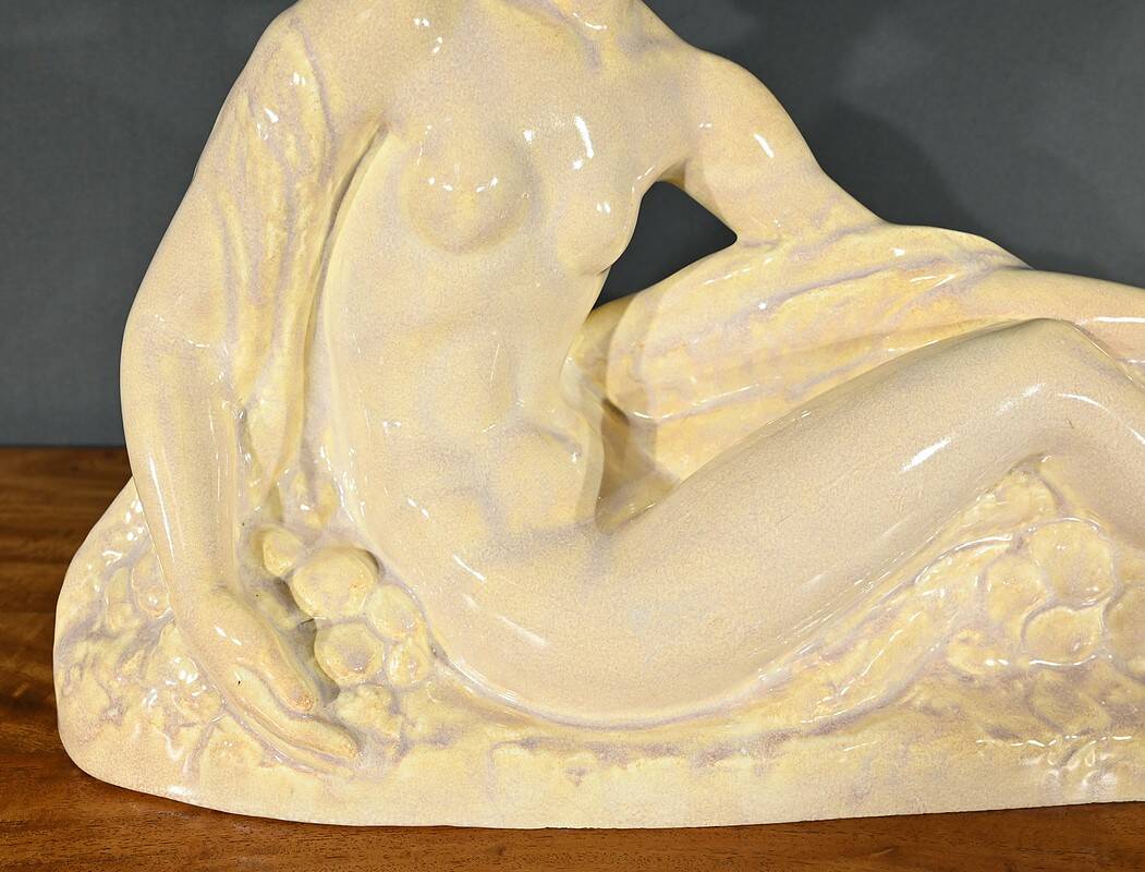 Sculpture “Young woman among flowers”, Odyv, Manufacture Berlot-Mussier, Art Deco