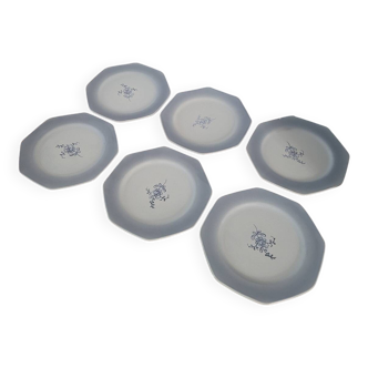 Set of 6 octagonal dessert plates Fanny St Amand
